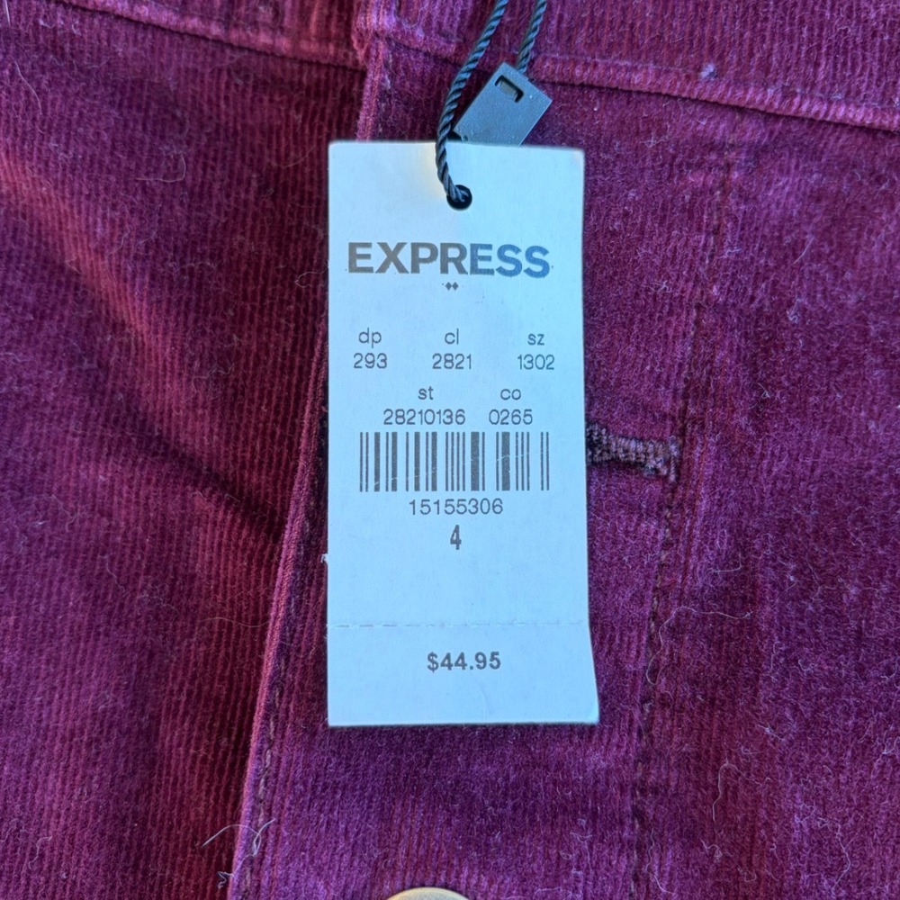 Express Womens Purple Corduroy Button Front Mini Skirt Size 4 NWT 28210136 - Picture 3 of 8